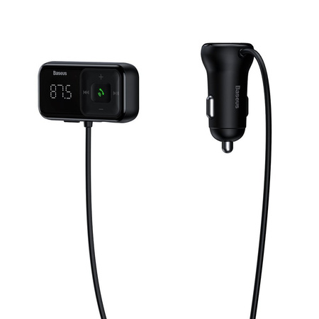 Transmiter FM Baseus T typed S-16, AUX, Bluetooth 5.0, 2x USB, microSD, 3A (czarny)