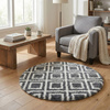 Dywan okrągły do salonu shaggy DECOR antypoślizgowy miękki puszysty 140x140 Black Cube