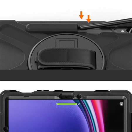 Etui Armor z uchwytem i paskiem do Samsung Galaxy Tab S9/ S9 FE SM-X710/SM-X716B/SM-X510 SM-X516 2023/ S10 FE SM-X520/SM-X526 2025