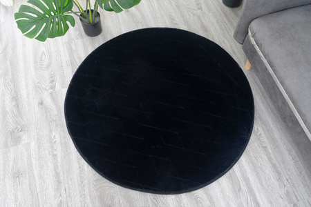 Dywan STRADO okrągły Rabbit 3D pluszowy miękki jak królik 120 Black