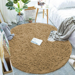 Dywan okrągły Shaggy Strado 120x120 CappuccinoCamel (Jasny brązowy)