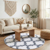 Dywan okrągły do salonu shaggy DECOR antypoślizgowy miękki puszysty 140x140 White Lantern