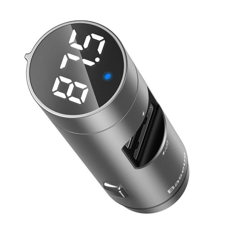 Transmiter FM Baseus Energy Column, Bluetooth 5.0, 2x USB, 3.1A (srebrny)