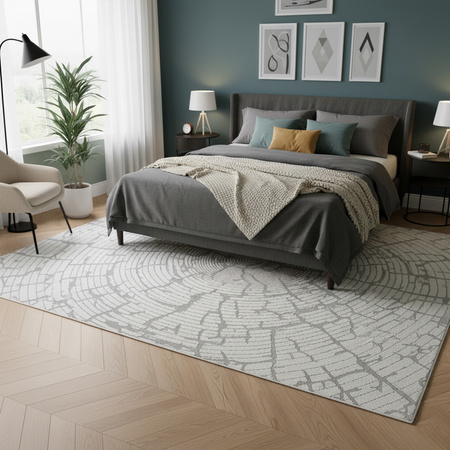 Dywan 140x200 do salonu pętelkowy duży japandi nowoczesny ciężki gruby POLO - Star (Szary)