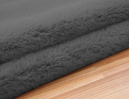Dywan Okrągły Rabbit futro królika antypoślizgowy puszysty 110x110, szary