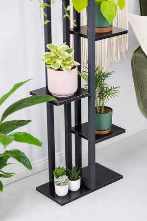 Kwietnik stojący metalowy stojak na kwiaty rośliny na 6 donic TOWER 112,5cm, czarny