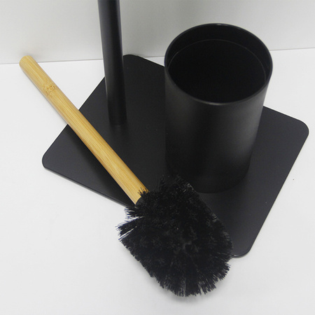 Metalowy stojak na papier toaletowy Szczotka toaletowa wolnostojąca półka, czarny