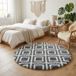 Dywan okrągły do salonu shaggy DECOR antypoślizgowy miękki puszysty 140x140, czarny