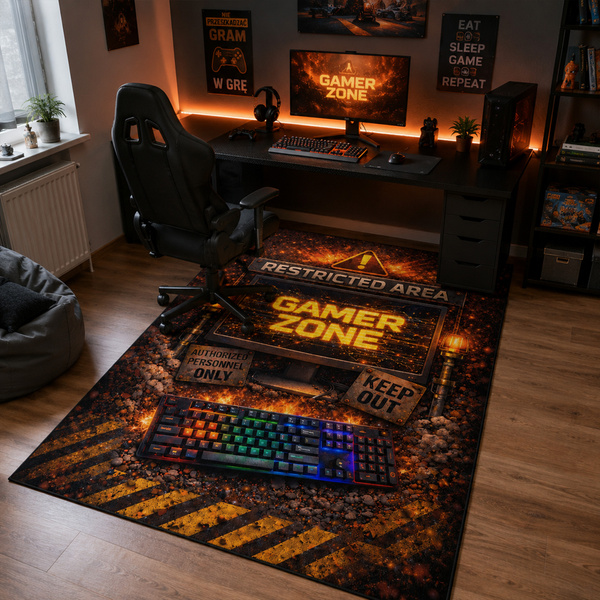 Dywan gamingowy 100x150 dla gracza mata pod fotel antypoślizgowy Restricted