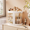 Organizer Maya clear casket for cosmetics and jewelry 4 drawers rotating lid elegant design