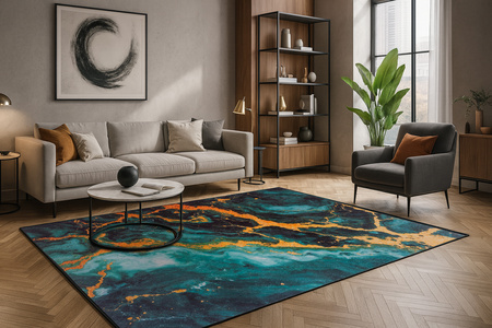 Dywan NOVO Strado nowoczesny do salonu marmurowy wzór velvet Malachit 80x150