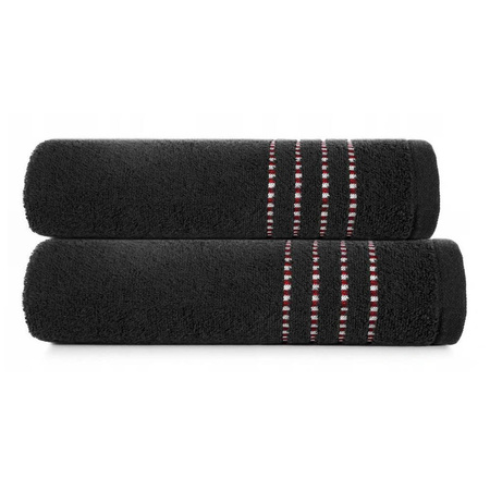 Zestaw Komplet czarnych ręczników kąpielowych Fiore 500g/m 50x90 cm/ 70x140 cm Eurofirany (Czarny)