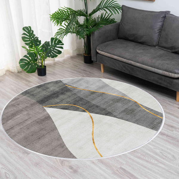 Round carpet NOVO Strado modern delicate gray pattern for living room Grey Echo 100x100 cm