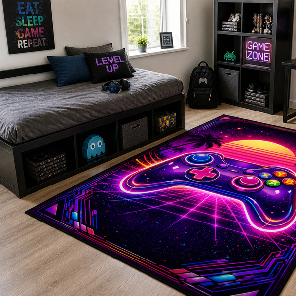 Dywan gamingowy 120x170 dla gracza mata pod fotel antypoślizgowy Retro Pad