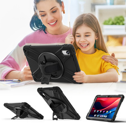 Etui Armor Strap z paskiem do Lenovo Tab M11 10.95, czarne - ochronne z podstawką, dostęp do portów i przycisków
