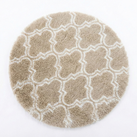 Dywan okrągły do salonu shaggy DECOR antypoślizgowy miękki puszysty 140x140, khaki