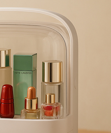 Kompaktowa szkatułka organizer NELA na biżuterię i kosmetyki praktyczny pojemnik z przegródkami