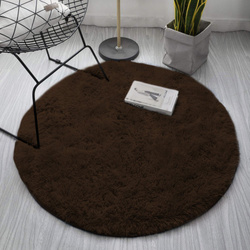 Dywan okrągły Shaggy 120x120 cm, ciemny brązowy DarkCoffee - pluszowy do salonu