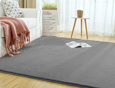 Dywan Rabbit futro królika antypoślizgowy nowoczesny miękki 180x260, srebrny