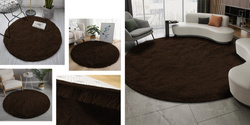Dywan okrągły Shaggy 120x120 cm, ciemny brązowy DarkCoffee - pluszowy do salonu