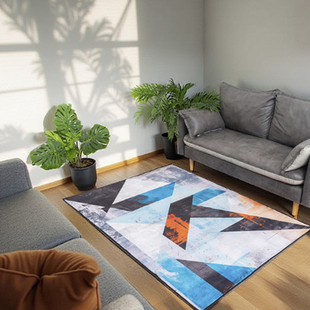 Dywan NOVO Strado nowoczesny do salonu marmurowy wzór velvet Nowoczesne Trójkty 160x200 cm