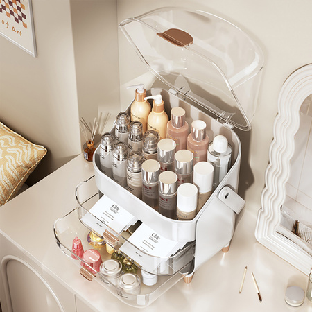 Szkatułka organizer kuferek z drzwiczkami na kosmetyki biżuterię XXL Luna, biały