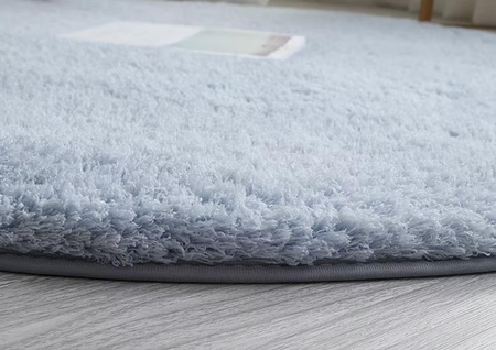 Dywan Okrągły Alpaca antypoślizgowy nowoczesny miękki pluszowy 90x90, srebrny