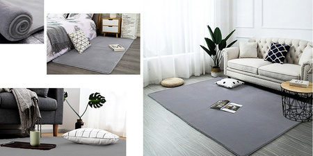 Dywan Rabbit futro królika antypoślizgowy nowoczesny miękki 120x160, srebrny