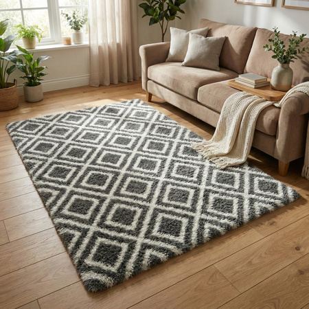 Dywan do salonu shaggy DECOR antypoślizgowy miękki puszysty modny 140x200, czarny