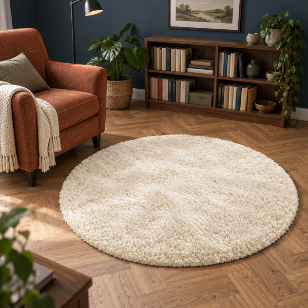Shaggy Strado 150x150 CreamBeige (Beige) round carpet