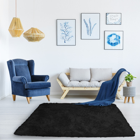 Dywan Shaggy antypoślizgowy nowoczesny salon miękki puszysty 120x170, czarny