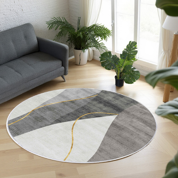 Dywan okrągły Novo 160x160 cm, Szare Echo - pluszowy do salonu