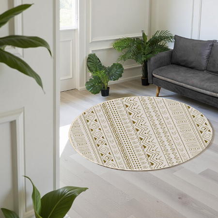 Dywan okrągły NOVO Strado nowoczesny beżowy orientalny wzór do salonu Sahara 200x200 cm