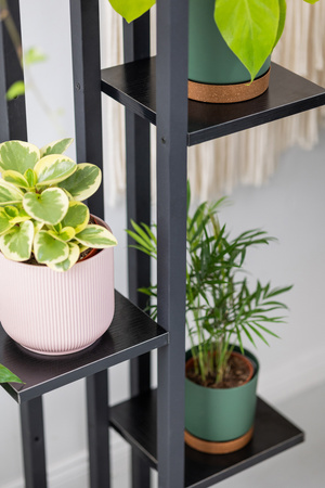 Kwietnik stojący metalowy stojak na kwiaty rośliny na 6 donic TOWER 112,5cm, czarny