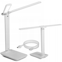 Lampka biurkowa LED Kreślarska szkolna na biurko z uchwytem na telefon, biała