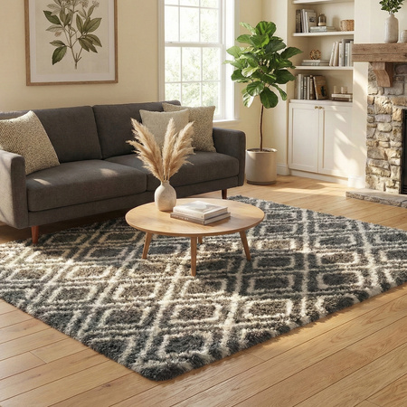 Dywan do salonu shaggy DECOR antypoślizgowy miękki puszysty modny 160x200 Black Cube