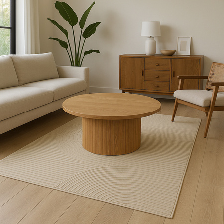 Dywan 160x230 do salonu pętelkowy duży japandi nowoczesny ciężki gruby POLO - Path Camel (Beżowy)