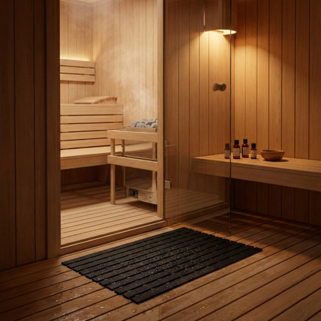 MATA łazienkowa antypoślizgowa POD PRYSZNIC brodzik do sauny basenu 43x61, czarna