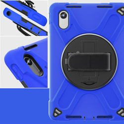 Etui Armor Strap do Lenovo Tab M11, granatowe - ochronne z podstawką, dostęp do portów i przycisków