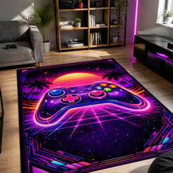 Dywan gamingowy 120x170 dla gracza mata pod fotel antypoślizgowy Retro Pad