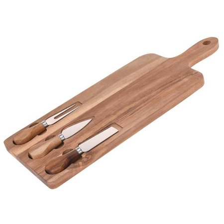 Deska do krojenia serwowania serów drewniana z nożami