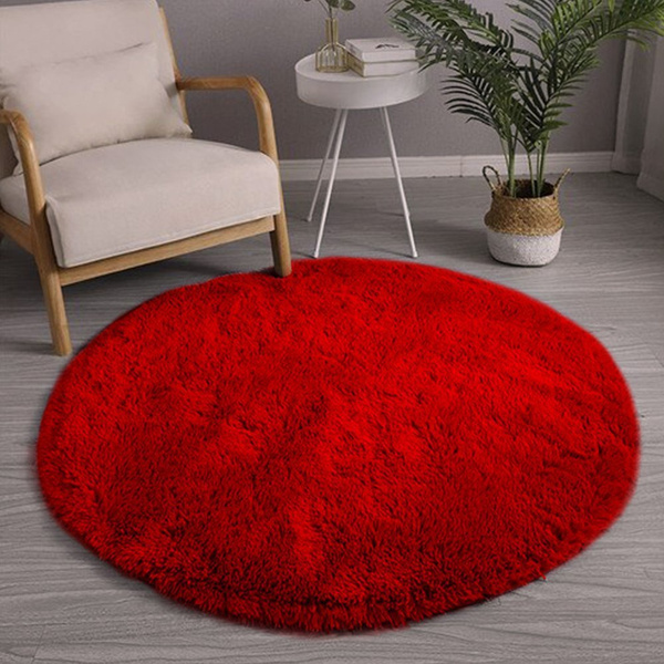 Dywan okrągły Shaggy 150x150 cm, jasny czerwony BloodyRed - pluszowy do salonu