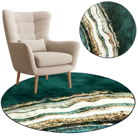 Dywan okrągły NOVO Strado nowoczesny do salonu marmurowy wzór velvet ZłotyBrzeg 90x90 cm