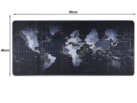 Duża podkładka pod mysz gamingowa mapa świata 90x40 cm