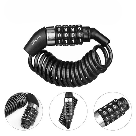 Zapięcie rowerowe blokada do roweru łańcuch linka na kod szyfr 130cm, czarne
