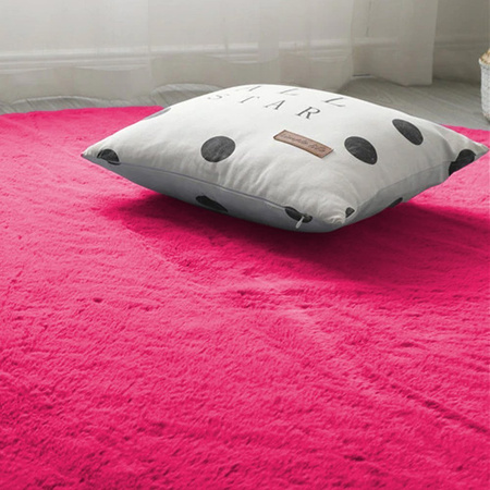 Dywan Okrągły Rabbit futro królika antypoślizgowy miękki loft 90x90, różowy