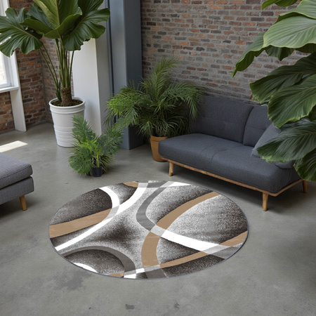 Dywan okrągły NOVO Strado nowoczesny deliktany wzór do salonu Melodia 200x200 cm