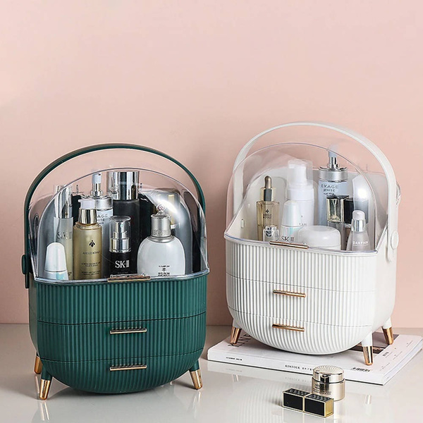Casket organizer trunk for cosmetics jewelry (Bottle Green)