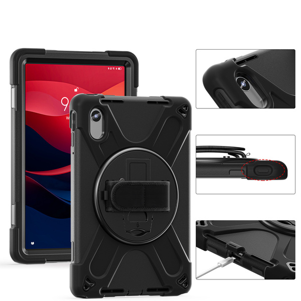 Etui Armor Strap z paskiem do Lenovo Tab M11 10.95, czarne - ochronne z podstawką, dostęp do portów i przycisków