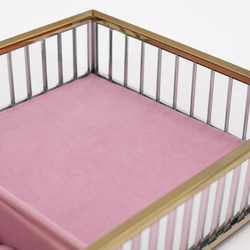 Szklana szkatułka na biżuterię 26x13x4cm organizer pudełko welurowa różowa